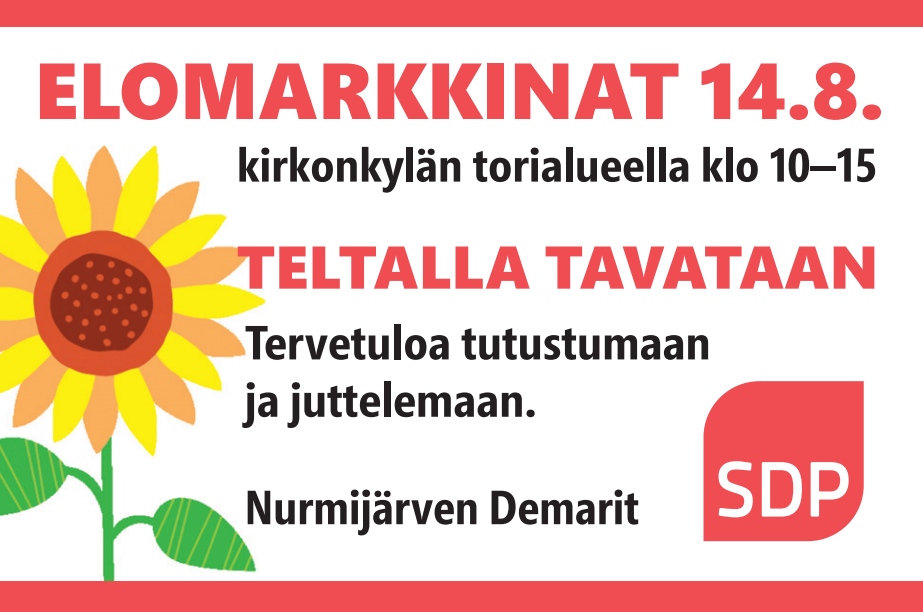 su 14.8.2022 Elomarkkinoilla Kirkonkylän torilla