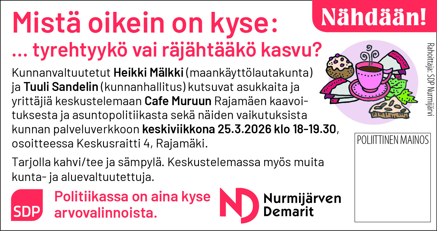 Asukaskahvit Rajamäellä ke 25.3.2026: Tyrehtyykö vai räjähtääkö kasvu?